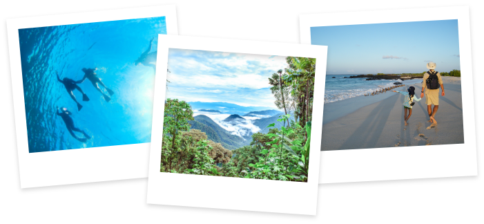 Polaroid pictures of experiences in the Galapagos